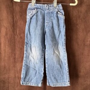 Cherokee Kids Girls Denim Jeans Light Wash Embroidered Pockets Elastic Waist 3T
